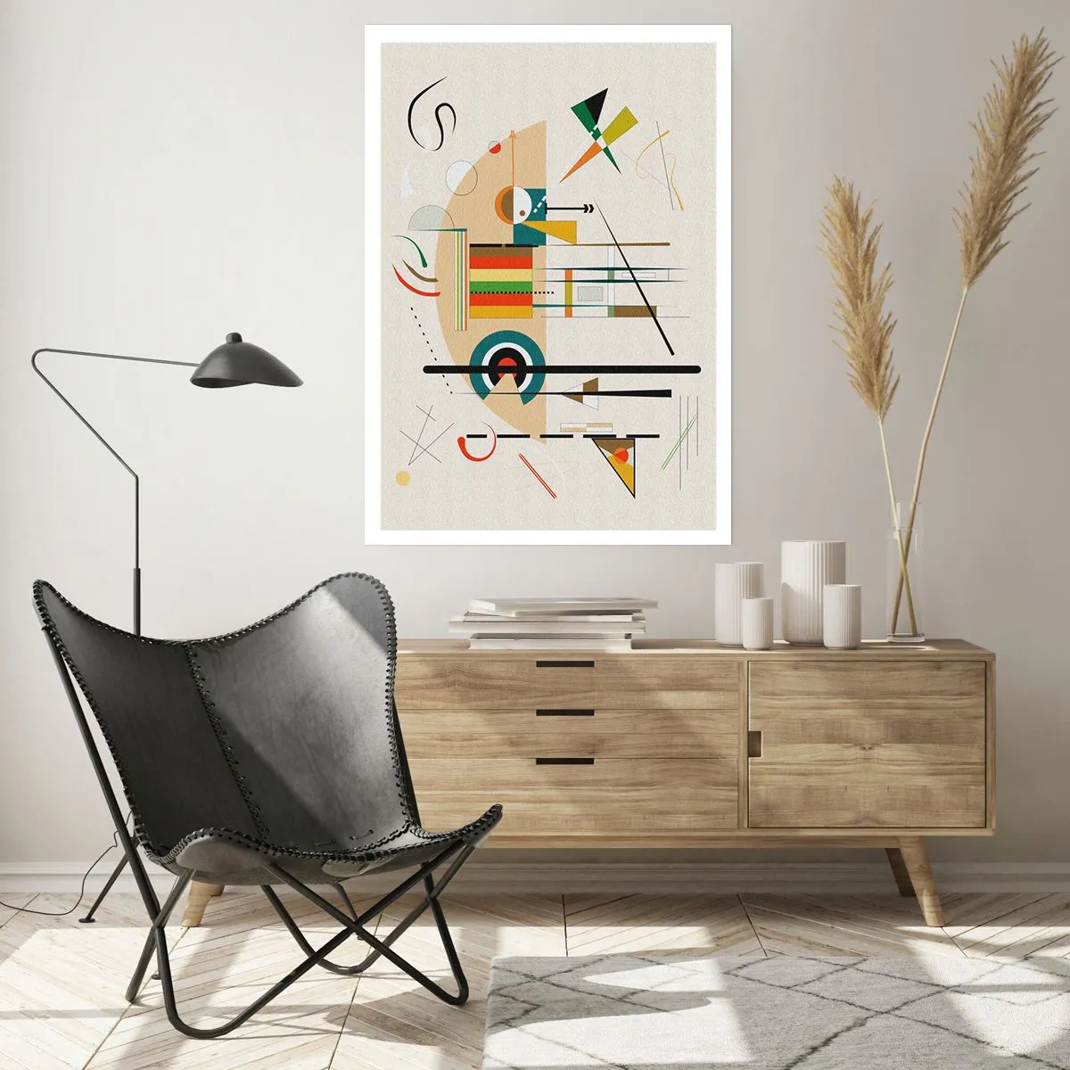 Poster - Abstrakte geometrische Komposition - 50x70cm - Und die Welt lacht - Moderne Wanddekoration für Wohnzimmer und Schlafzimmer ARTTOR
