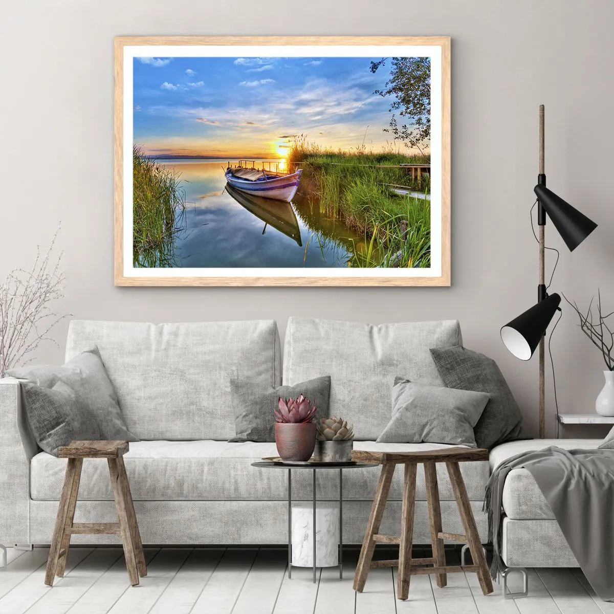 Poster in einem Rahmen aus heller Eiche - Bucht erfüllter Träume - 70x50 cm