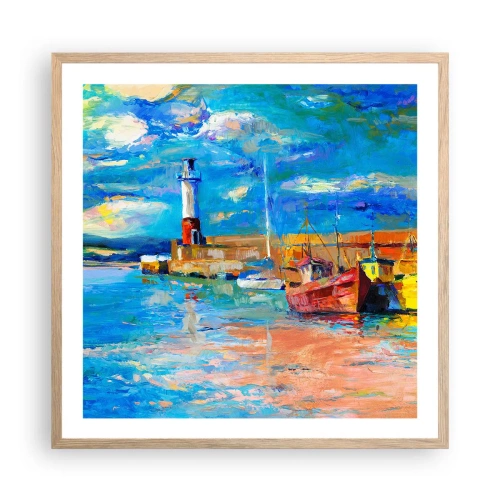 Poster in einem Rahmen aus heller Eiche - Ein Nachmittag in der Regenbogenbucht - 60x60 cm