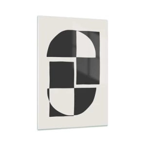 Glasbild - Bild auf glas - Abstrakte geometrische Formen in Schwarz und Weiß - 70x100cm - Antithese - Synthese - Moderne Wanddekoration für Wohnzimmer und Schlafzimmer ARTTOR
