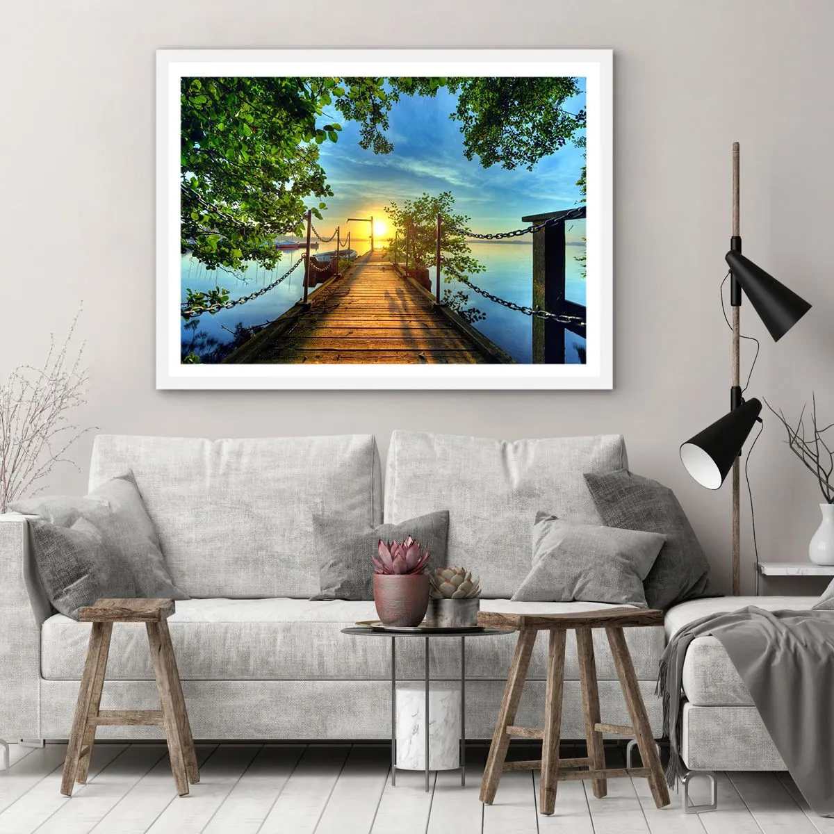 Poster in einem weißen Rahmen - Westen auf dem Wasser - 40x30 cm