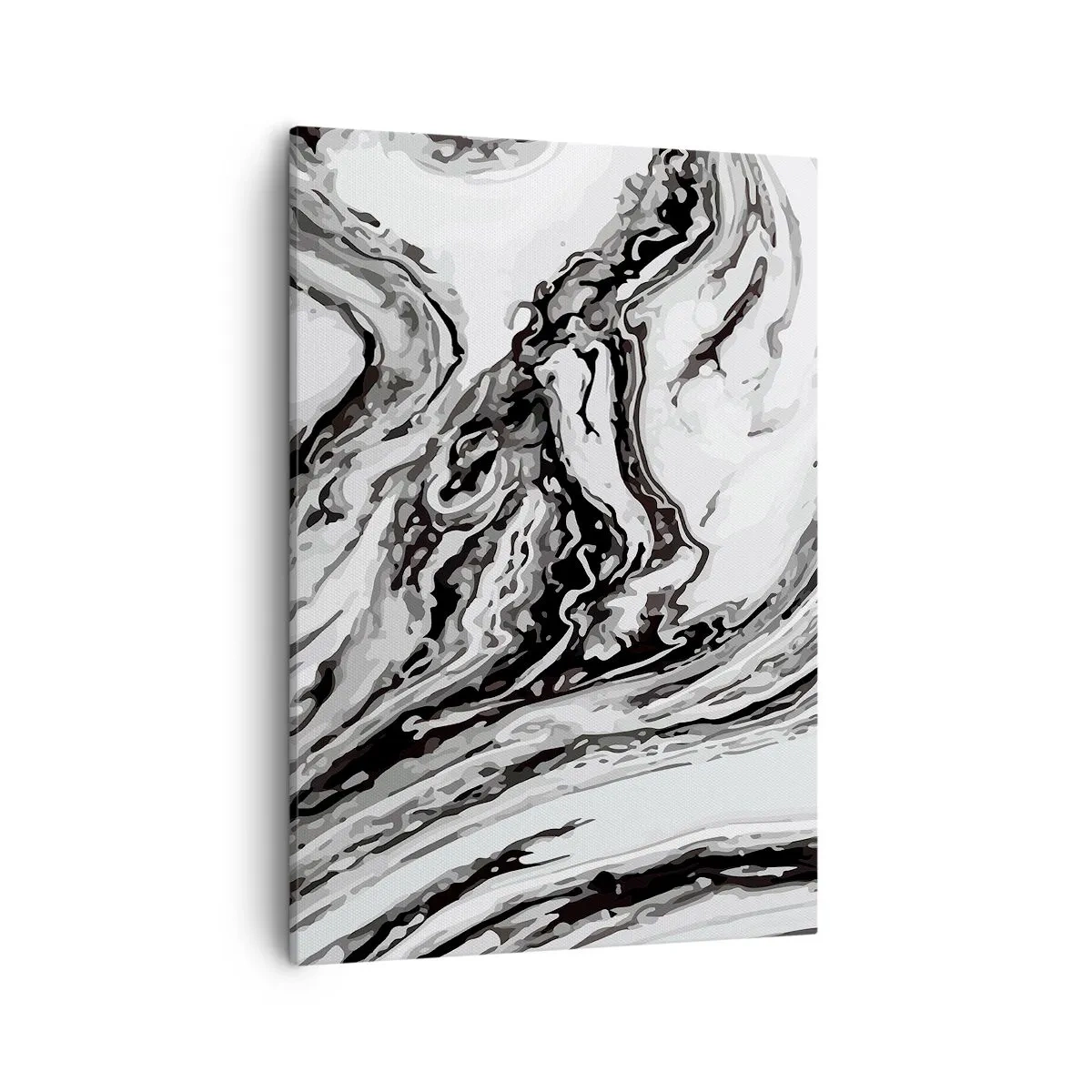 Bild auf Leinwand - Leinwandbild - Abstraktes Marmormuster in Schwarz und Weiß - 50x70cm - Am Anfang war Chaos - Moderne Wanddekoration für Wohnzimmer und Schlafzimmer ARTTOR