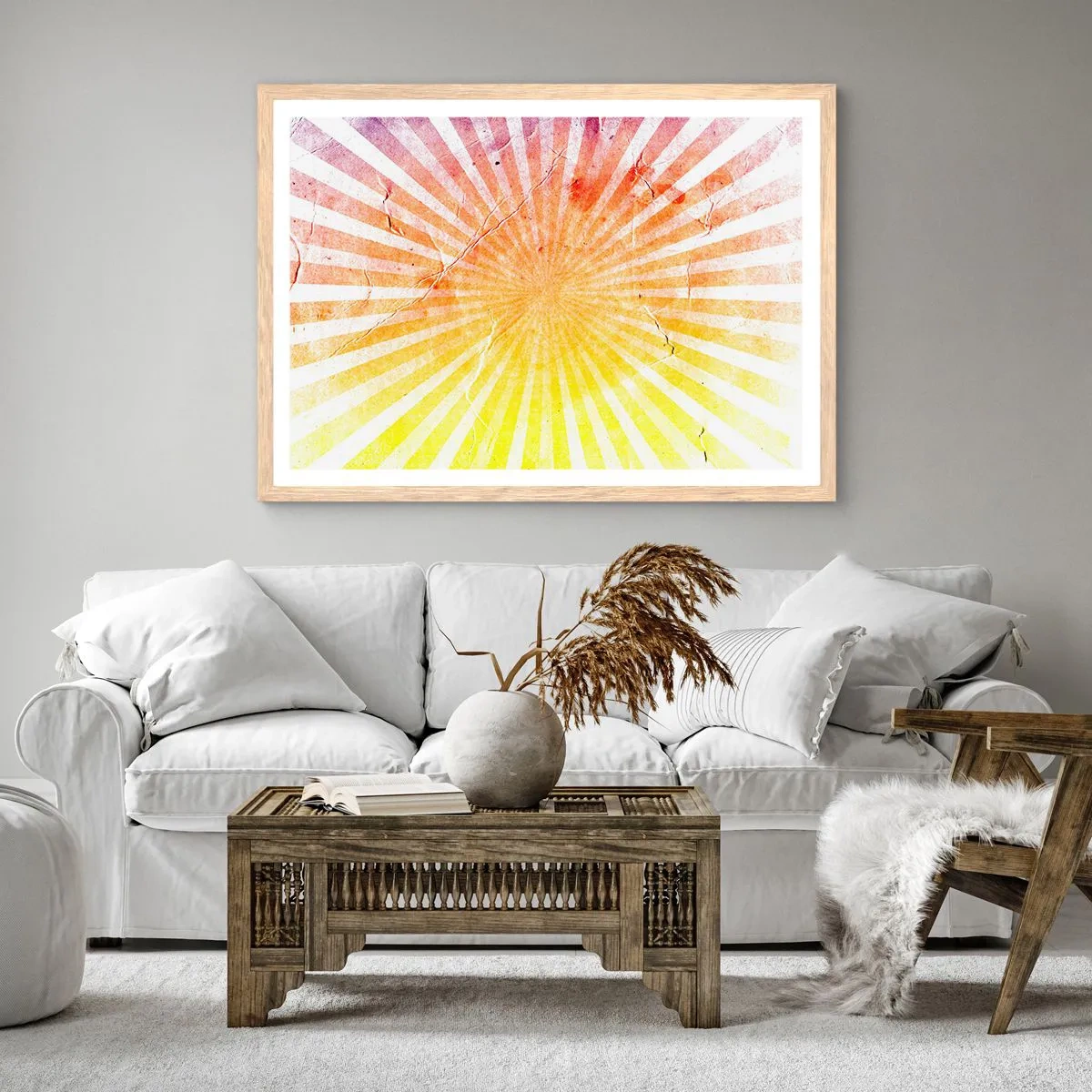 Poster in einem Rahmen aus heller Eiche - Sonnenaufgänge und Sonnenuntergänge - 100x70 cm