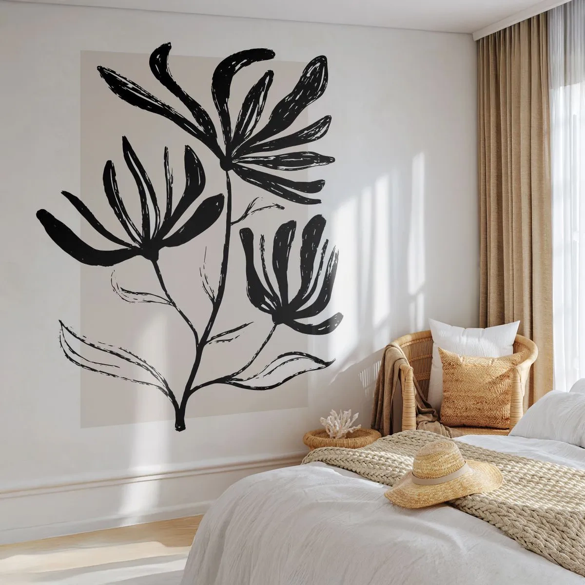 Maßgeschneiderte Fototapete Premium Sand - Skizze für das Herbarium - Blume, Minimalistisch, Modern