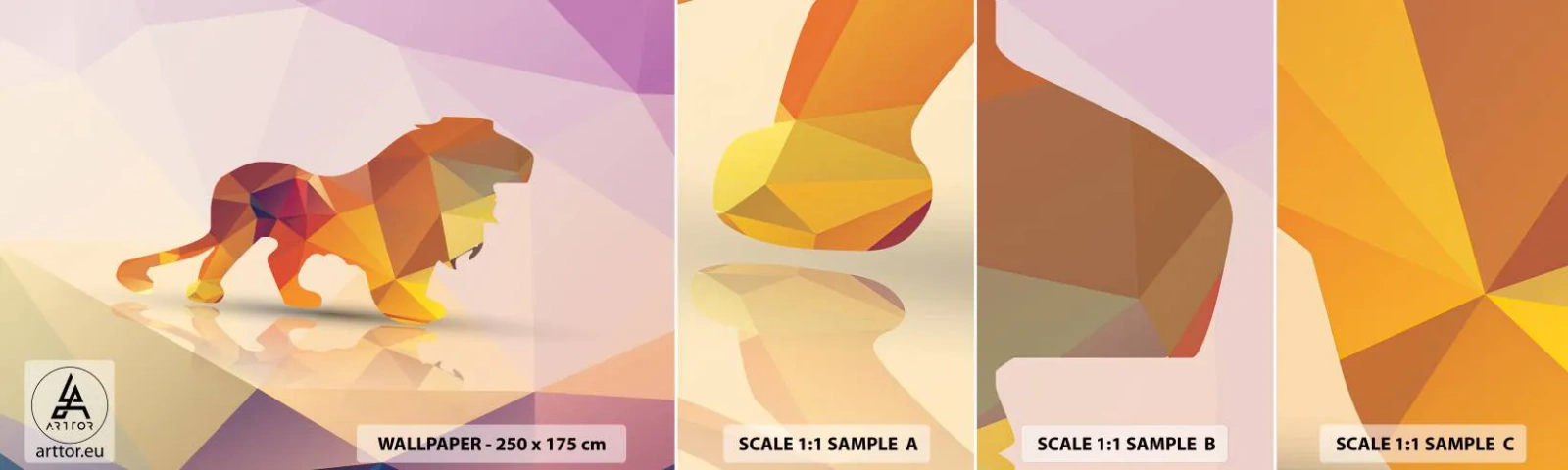 Fototapetenmuster Standard Eco - Der Diamantenkönig - Tiere, Löwe, Geometrische Figur - 100x30 cm