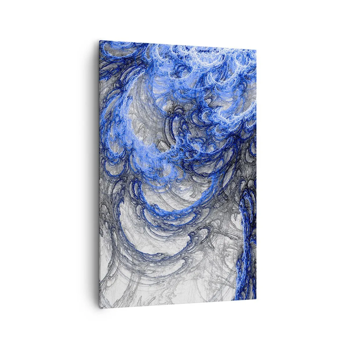 Bild auf Leinwand - Leinwandbild - Abstrakte Wellen in Blau- und Grautönen - 80x120cm - Die Geburt einer Welle - Moderne Wanddekoration für Wohnzimmer und Schlafzimmer ARTTOR