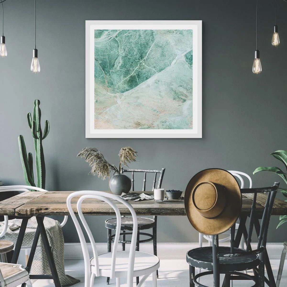 Poster in einem weißen Rahmen - Edle Kälte des Steins - 30x30 cm