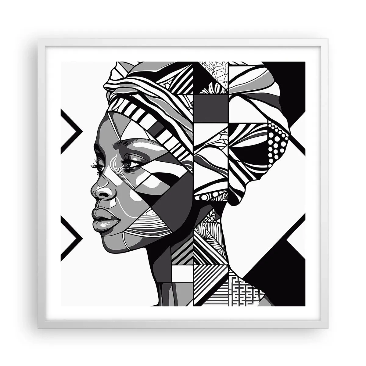 Poster in einem weißen Rahmen - Ethnisches Porträt - 60x60 cm