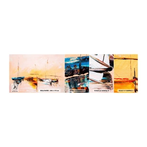 Fototapeten Muster Selbstklebend Deluxe Sticker - Abend im Yachthafen - Boote, Segelboote, Stück - 100x30 cm