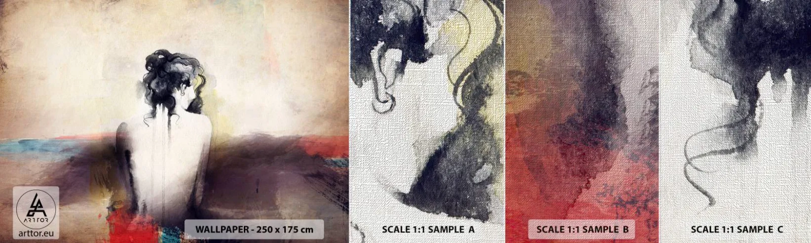 Fototapeten Muster Premium Canvas - Glatte Linien, ovale Formen - Frau, Körper, Stück - 100x30 cm