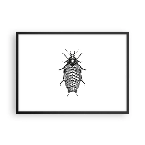 Poster in einem schwarzem Rahmen - Grafik eines schwarz-weißen Insekts auf weißem Hintergrund - 70x50cm - Was für ein Exemplar! - Moderne Wanddekoration für Wohnzimmer und Schlafzimmer ARTTOR