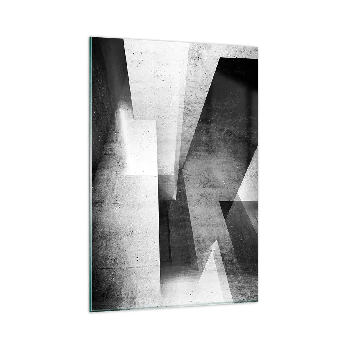 Glasbild - Bild auf glas - Geometrische Formen in einer monochromen Komposition - 80x120cm - Die Raumstruktur - Moderne Wanddekoration für Wohnzimmer und Schlafzimmer ARTTOR