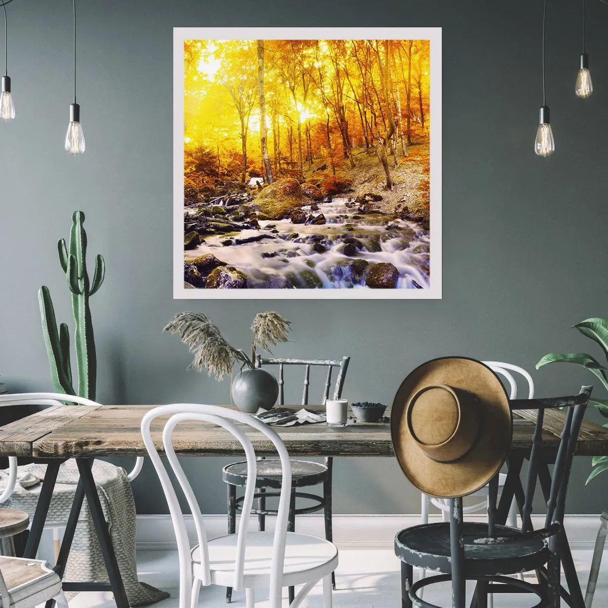 Poster - In Gold und Platin gefasste Steine - 60x60 cm