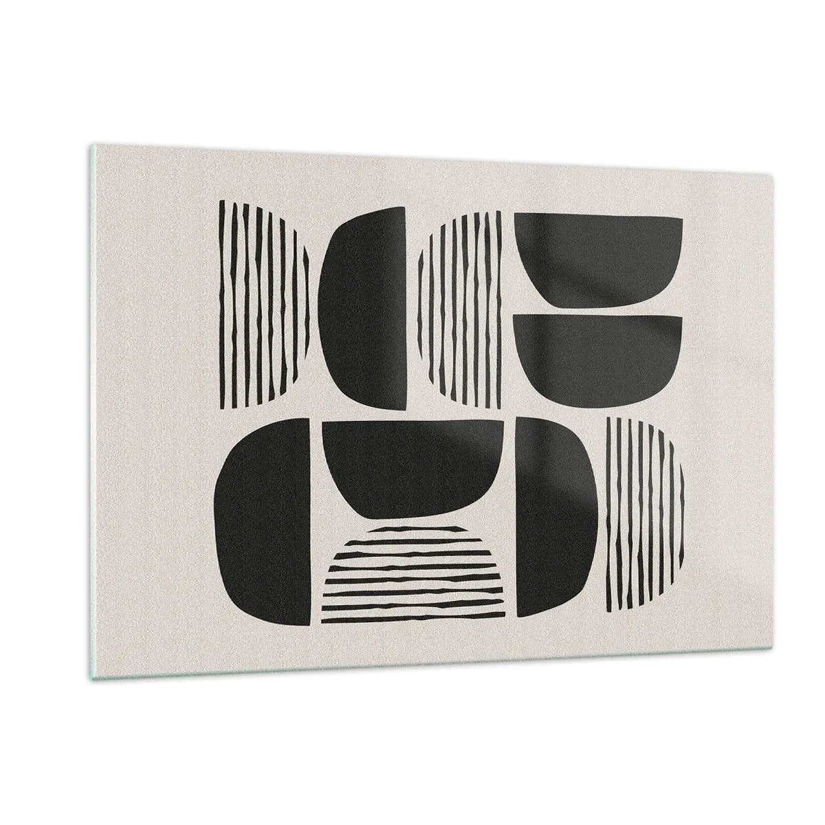 Glasbild - Bild auf glas - Abstrakte Komposition geometrischer Formen mit Linien - 120x80cm - Halbherzige Deals - Moderne Wanddekoration für Wohnzimmer und Schlafzimmer ARTTOR