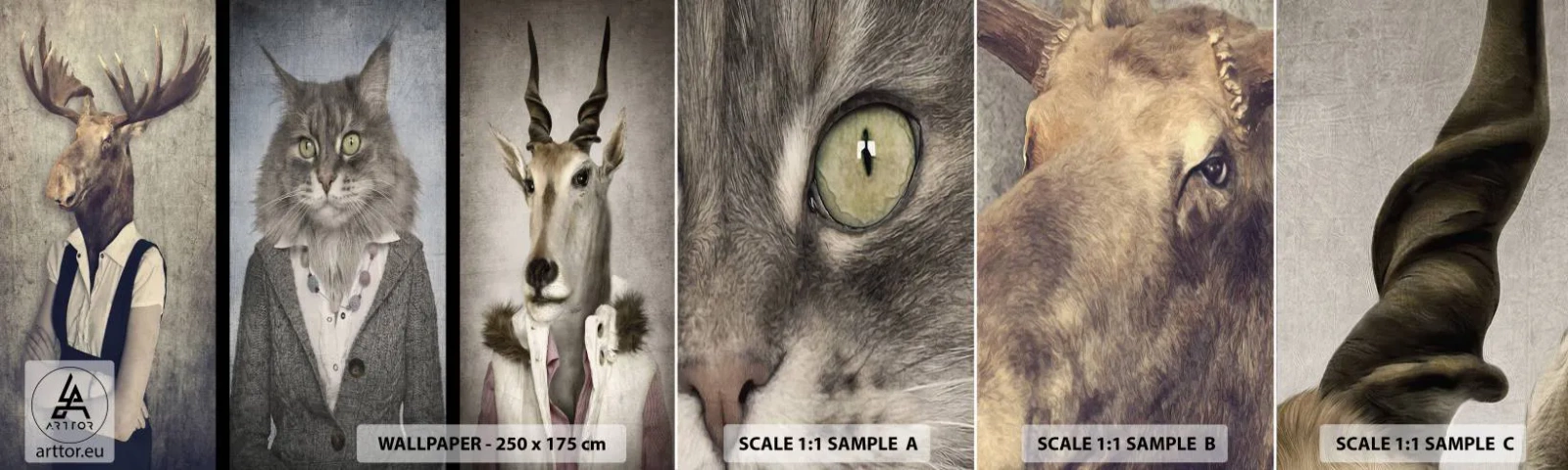 Fototapeten Muster Selbstklebend Deluxe Sticker - Pelze sind wieder in Mode - Abstraktion, Fantasie, Elch - 100x30 cm