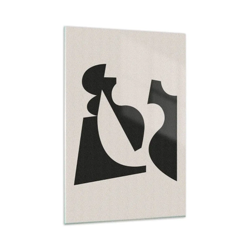 Glasbild - Bild auf glas - Abstrakte geometrische Komposition in Schwarz und Weiß - 80x120cm - Zum Selbstbauen - Moderne Wanddekoration für Wohnzimmer und Schlafzimmer ARTTOR