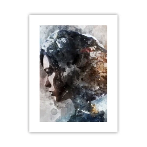 Poster - Eine Geschichte über ein Mädchen mit einer Stadt im Hintergrund - 30x40 cm