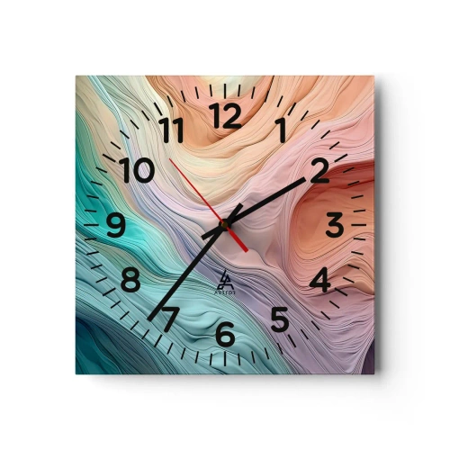 Wanduhr - Glasuhr - Regenbogenwelle - 30x30 cm