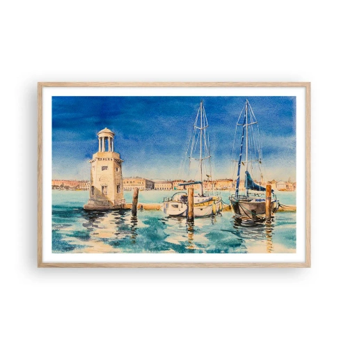 Poster in einem Rahmen aus heller Eiche - Sonnige Lagune - 91x61 cm