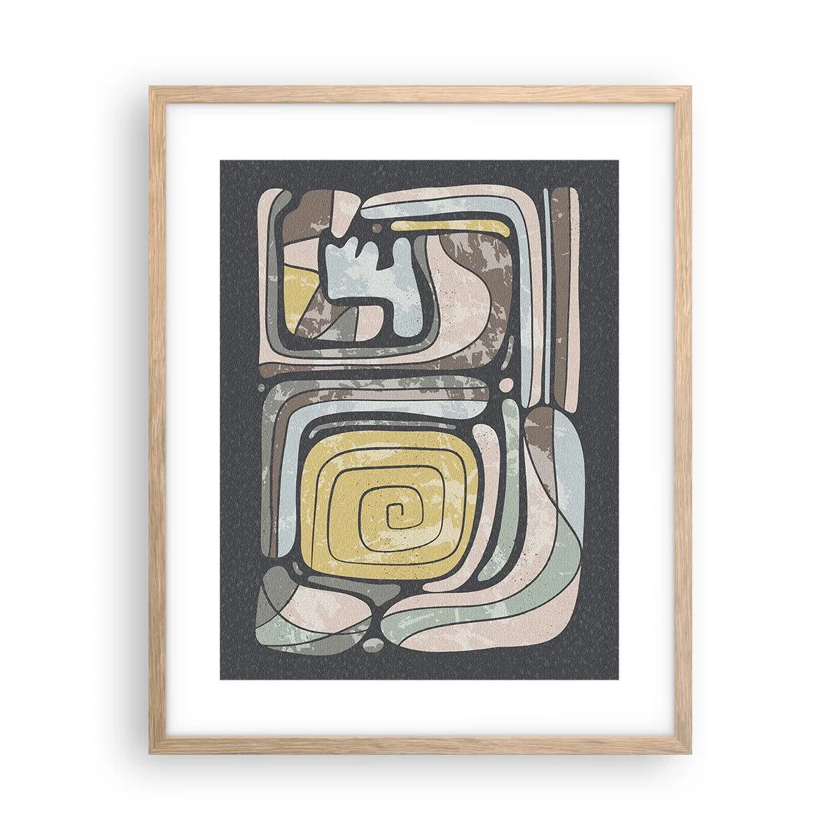 Poster in einem Rahmen aus heller Eiche - Abstraktion im präkolumbianischen Geist - 40x50 cm