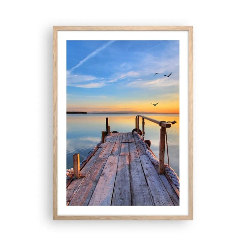 Poster in einem Rahmen aus heller Eiche - Lauf direkt der Sonne entgegen - 50x70 cm