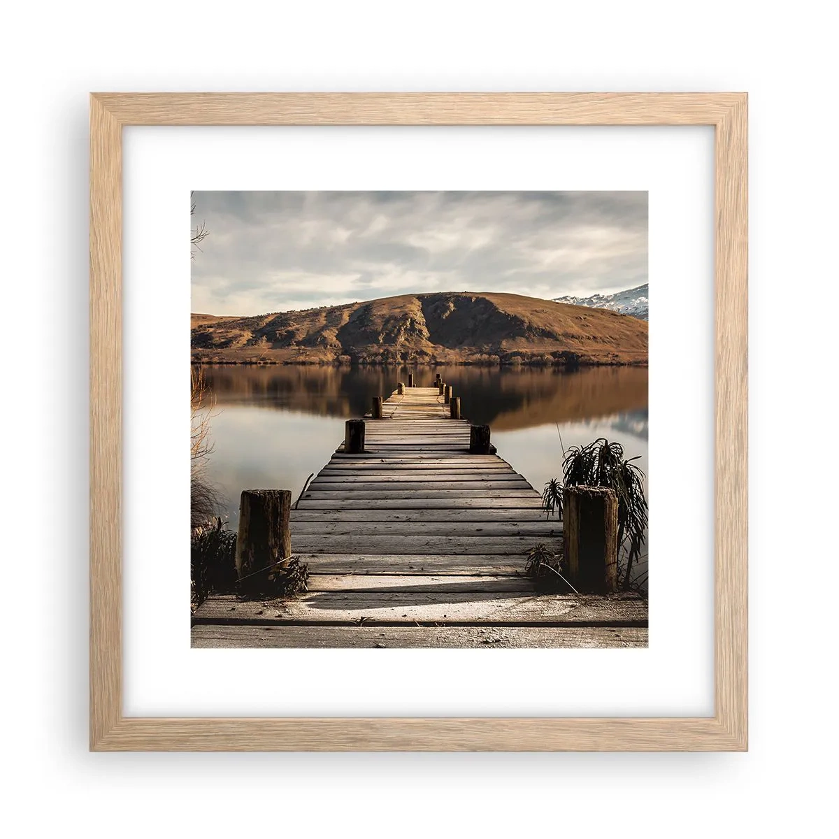 Poster in einem Rahmen aus heller Eiche - Landschaft in Stille - 30x30 cm