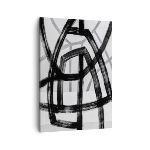 Bild auf Leinwand - Leinwandbild - Schwarz-weiße abstrakte Linien, die sich auf hellem Hintergrund kreuzen - 50x70cm - Bautiefe - Moderne Wanddekoration für Wohnzimmer und Schlafzimmer ARTTOR