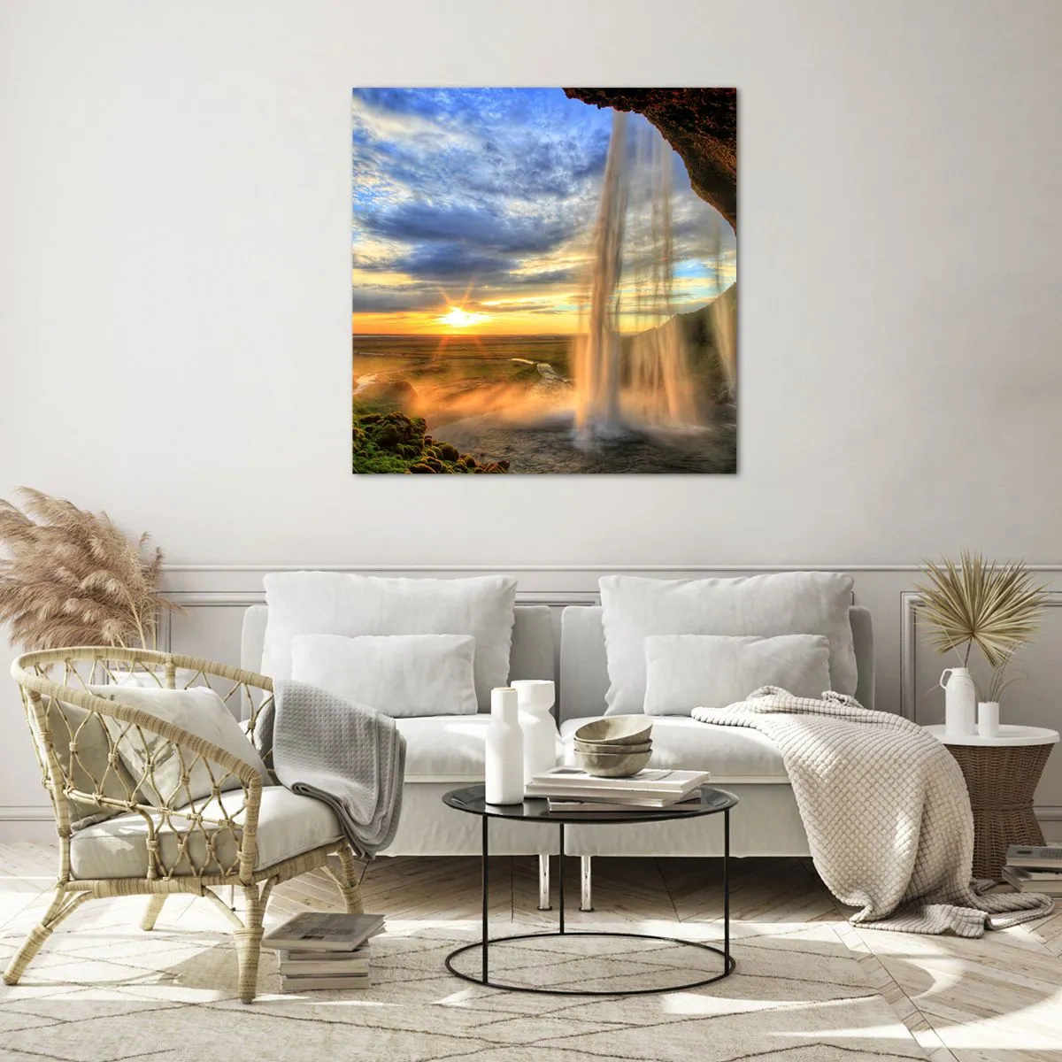 Glasbild - Bild auf glas - Die Welt hinter einem Schleier aus Tropfen - 60x60 cm