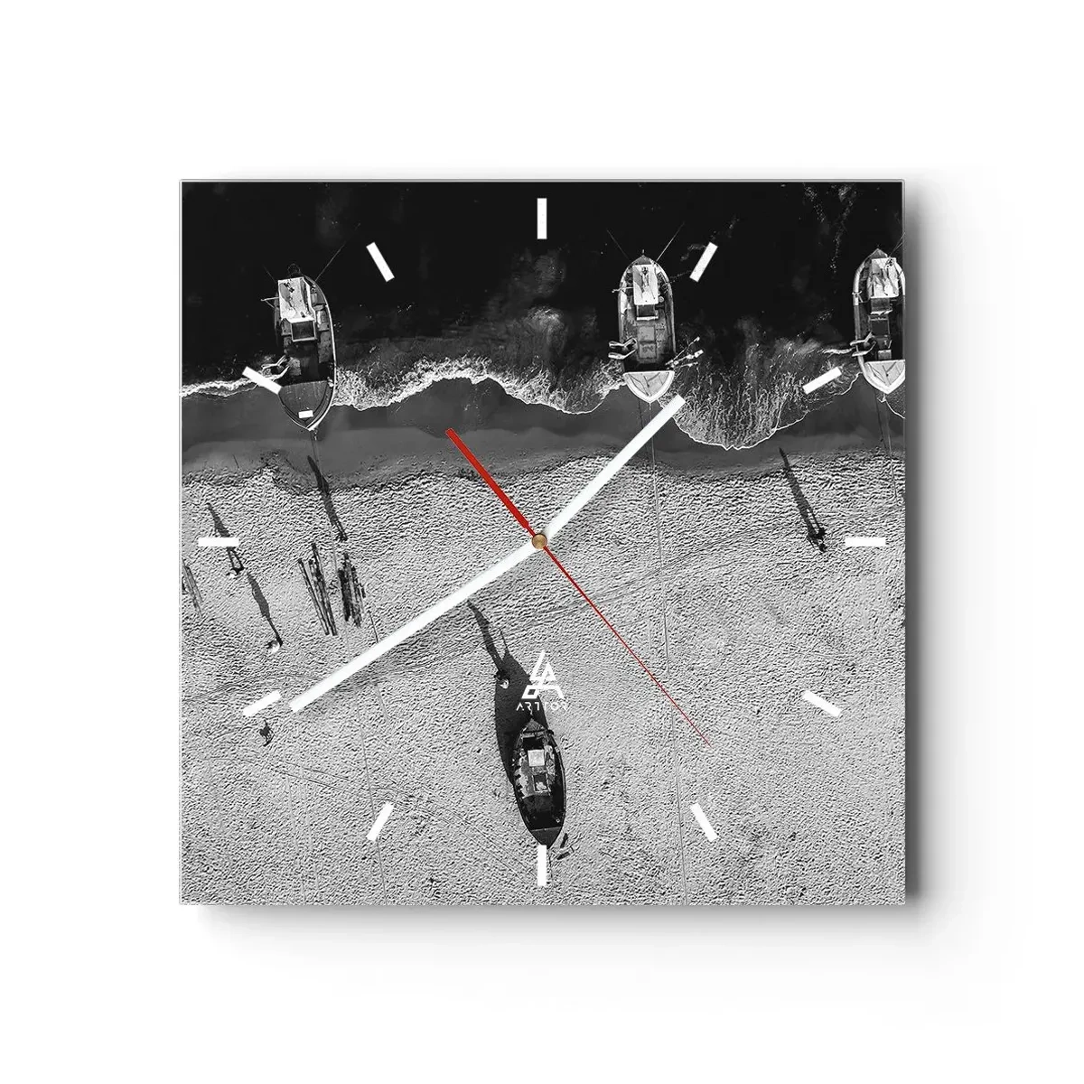 Wanduhr - Glasuhr - Immer noch am Ufer… - 40x40 cm