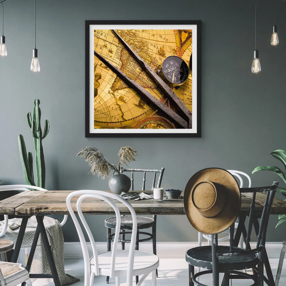 Poster in einem schwarzem Rahmen - Wo sind diese Schätze? - 60x60 cm