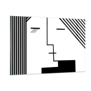 Glasbild - Bild auf glas - Eine grafische Interpretation eines Kusses im minimalistischen Stil - 120x80cm - Einfach ein Kuss - Moderne Wanddekoration für Wohnzimmer und Schlafzimmer ARTTOR