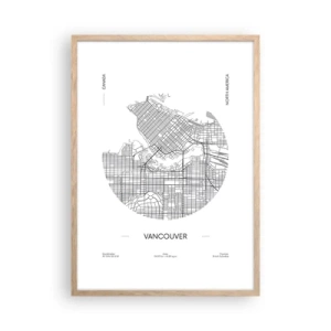 Poster in einem Rahmen aus heller Eiche - Anatomie von Vacouver - 50x70 cm