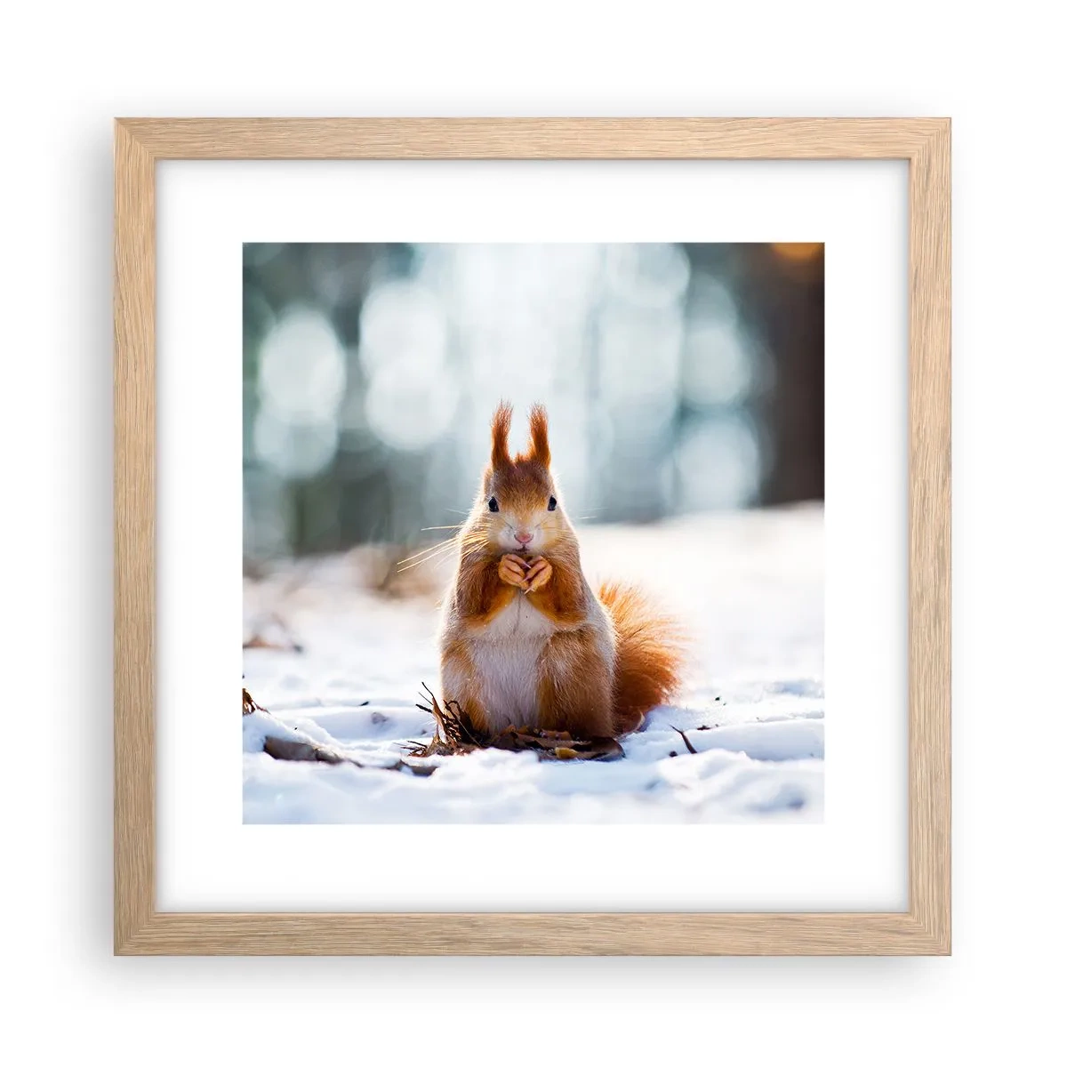 Poster in einem Rahmen aus heller Eiche - Wo schaust du hin? - 30x30 cm