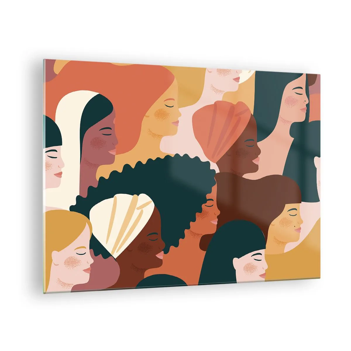 Glasbild - Bild auf glas - Stilvolle Darstellung vielfältiger weiblicher Silhouetten - 70x50cm - Nur Weiblichkeit - Moderne Wanddekoration für Wohnzimmer und Schlafzimmer ARTTOR