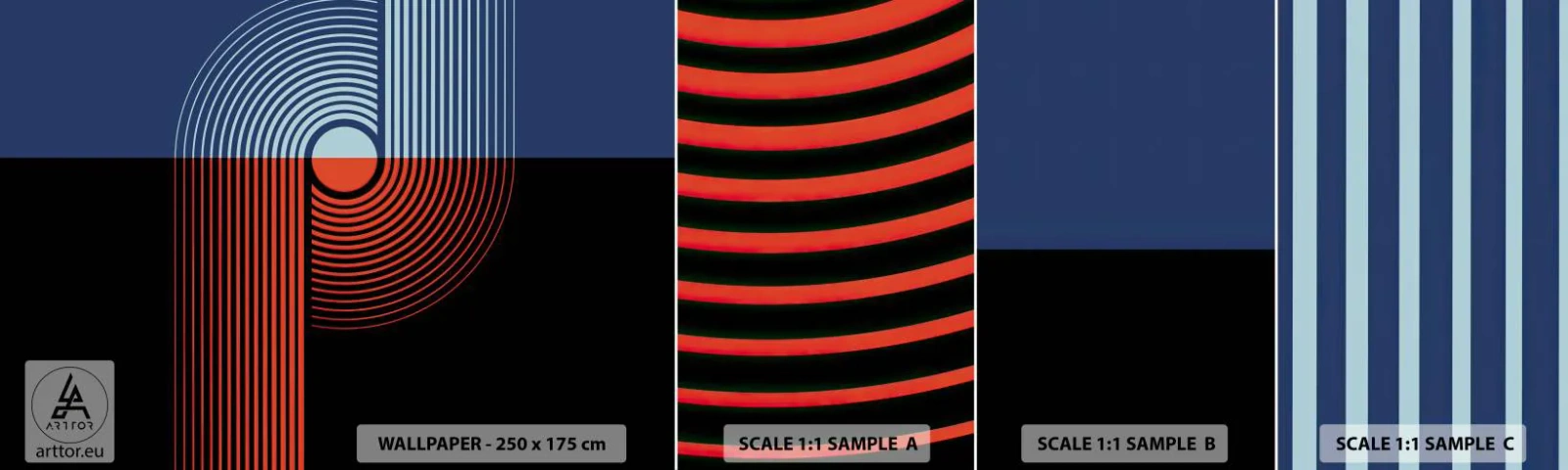 Fototapeten Muster Selbstklebend Deluxe Sticker - In einer geometrischen Umarmung - Abstraktion, Grafik, Lineart - 100x30 cm