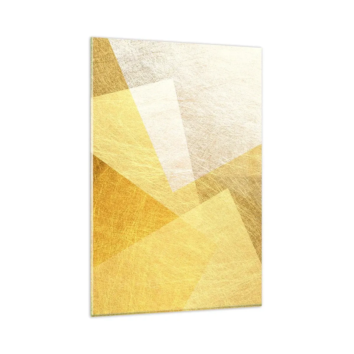 Glasbild - Bild auf glas - Geometrische Formen in Gold und hellen Farbtönen - 80x120cm - Geometriewetter - Moderne Wanddekoration für Wohnzimmer und Schlafzimmer ARTTOR