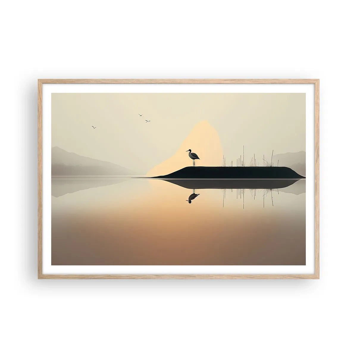 Poster in einem Rahmen aus heller Eiche - Herr am See - 100x70 cm