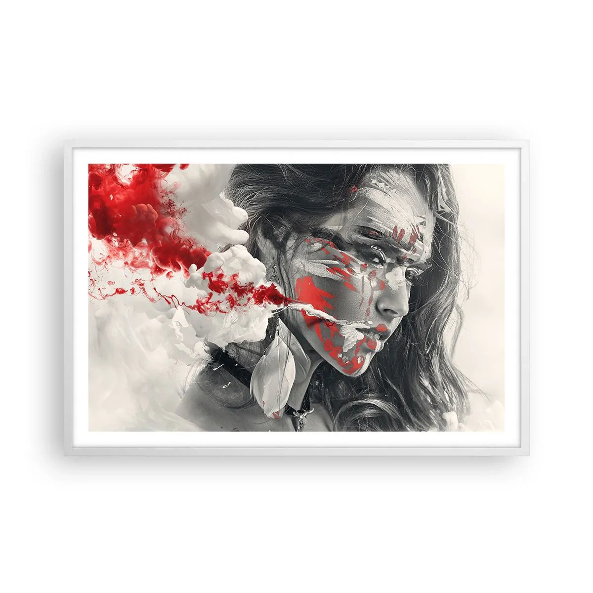 Poster in einem weißen Rahmen - Im Dunst der Absurdität - 91x61 cm