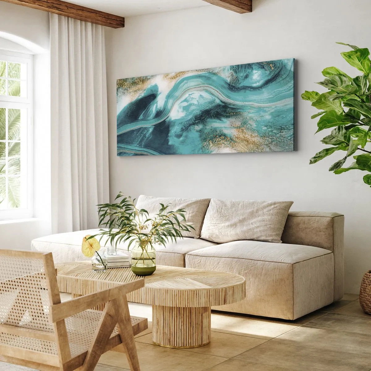 Bild auf Leinwand - Leinwandbild - Der Fluss aus Gold - 100x40 cm