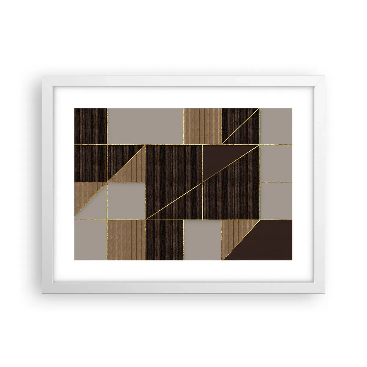 Poster in einem weißen Rahmen - Ein Mosaik aus Braun und Gold - 40x30 cm