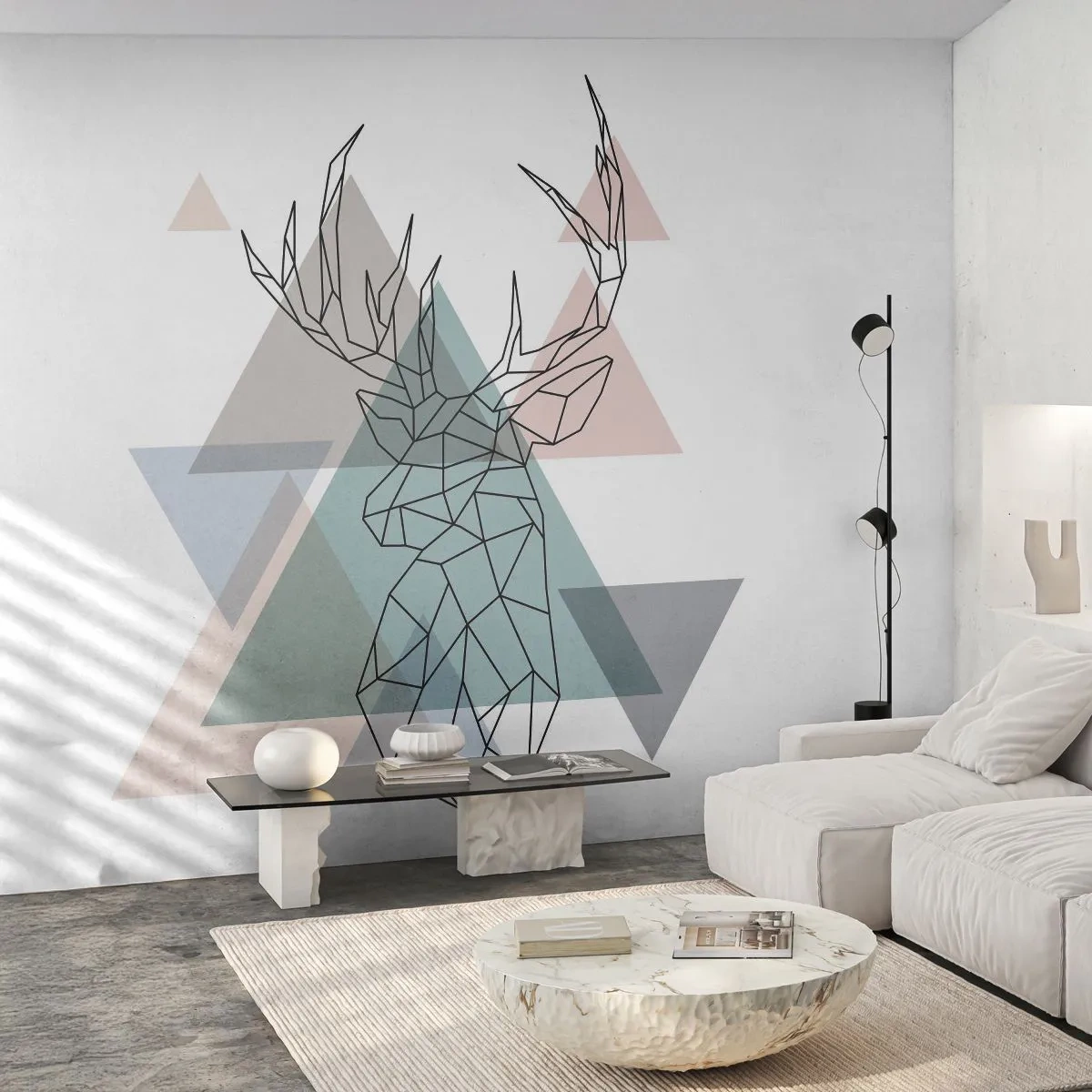 Fototapete Standard Eco - In einem geometrischen Wald - Abstraktion, Reh, Grafik - 350x256 cm