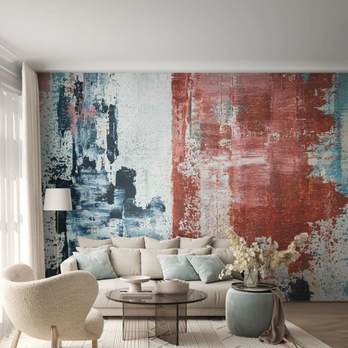 Fototapete Premium Canvas - Fünfzig-Fünfzig abstrakt - Abstraktion, Stück, Malerei - 500x350 cm