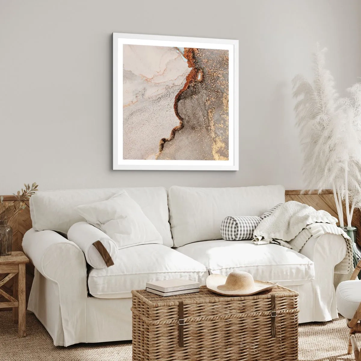 Poster in einem weißen Rahmen - An der Grenze der Farben - 40x40 cm