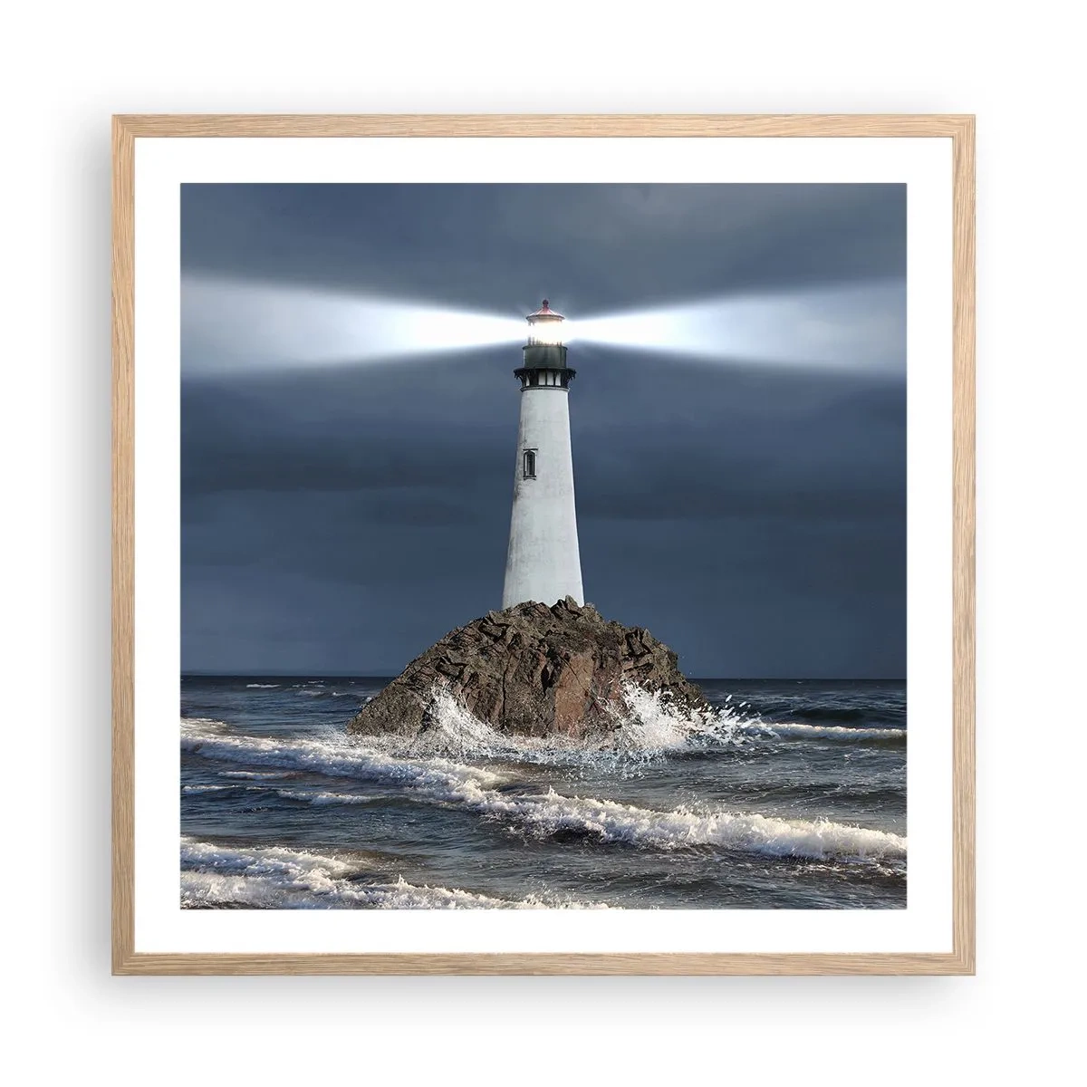 Poster in einem Rahmen aus heller Eiche - Hier... hier... hier! - 60x60 cm