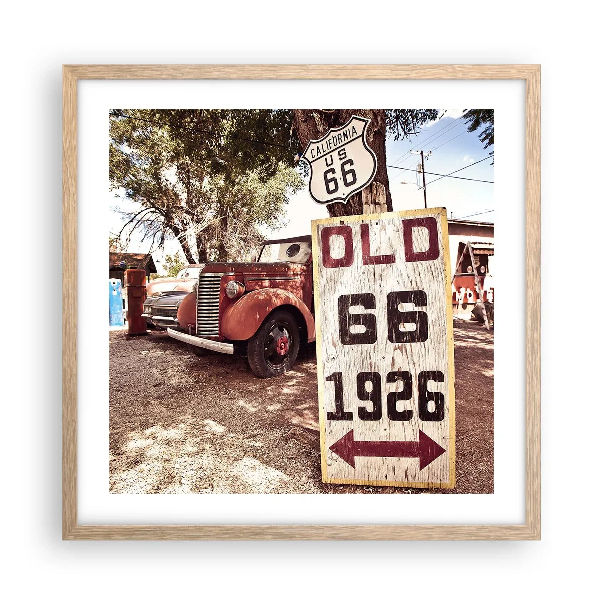 Poster in einem Rahmen aus heller Eiche - Die Legende der amerikanischen Provinz - 50x50 cm