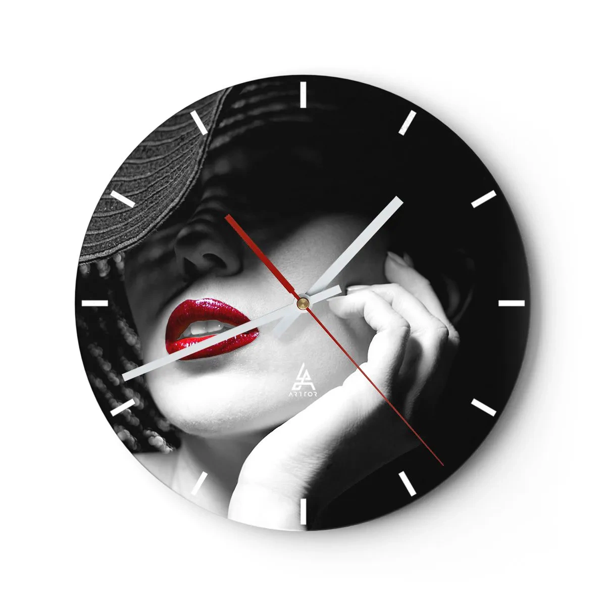 Wanduhr - Glasuhr - Eine Studie in Scharlachrot - 40x40 cm