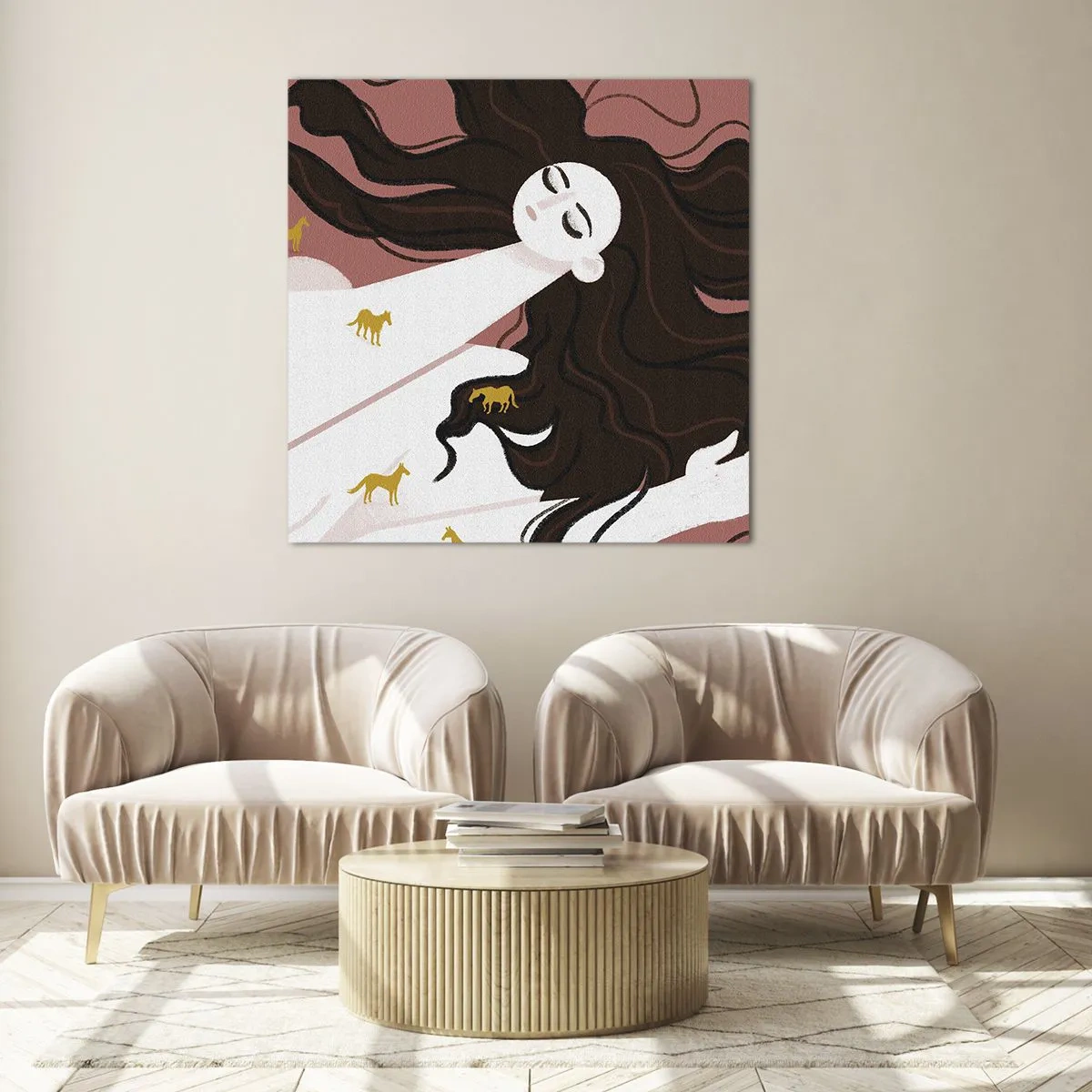 Glasbild - Bild auf glas - Traum von einem goldenen Pferd - 50x50 cm