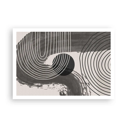 Poster - Geometrische Linien und Ovale in monochromen Farbtönen - 100x70cm - Oval gewinnt - Moderne Wanddekoration für Wohnzimmer und Schlafzimmer ARTTOR