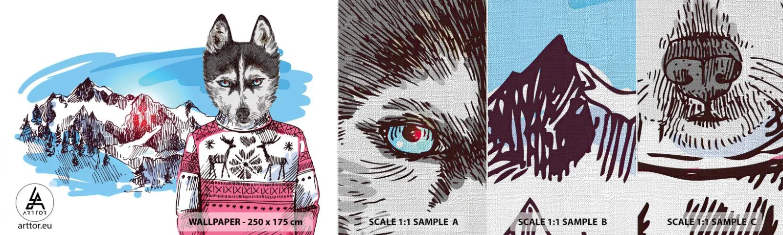 Fototapeten Muster Premium Canvas - Ein Wolf in Schafwolle - Abstraktion, Wolf, Für Kinder - 100x30 cm