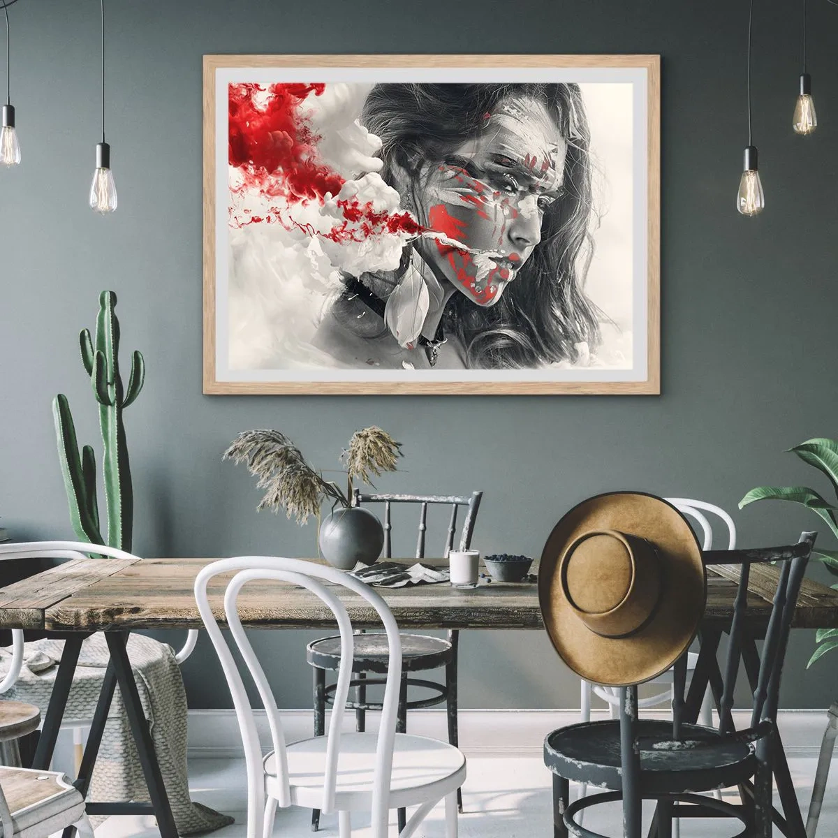 Poster in einem Rahmen aus heller Eiche - Im Dunst der Absurdität - 40x30 cm